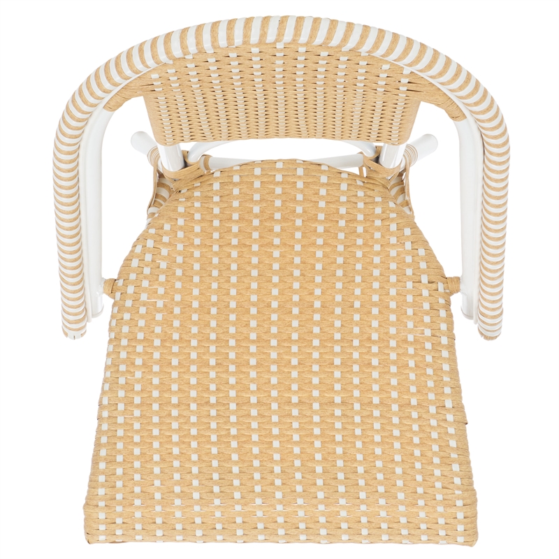 Pemberly Row Aluminum Side Chair Set of 2 with Cushions in Natural / White