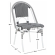 Pemberly Row Aluminum Side Chair Set of 2 with Cushions in Gray / White
