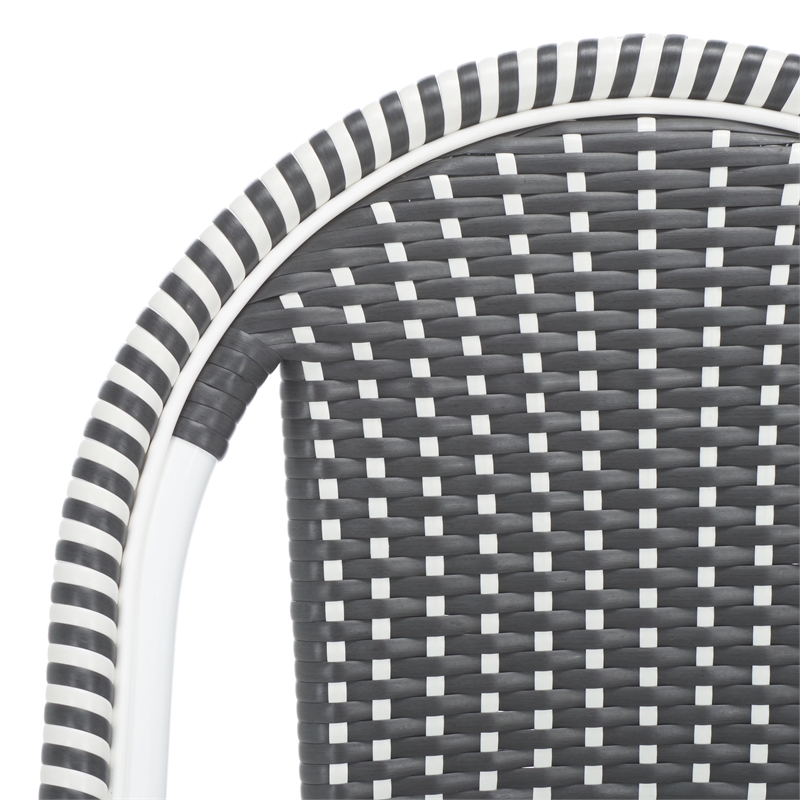 Pemberly Row Aluminum Side Chair Set of 2 with Cushions in Gray / White