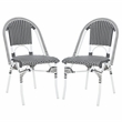 Pemberly Row Aluminum Side Chair Set of 2 with Cushions in Gray / White
