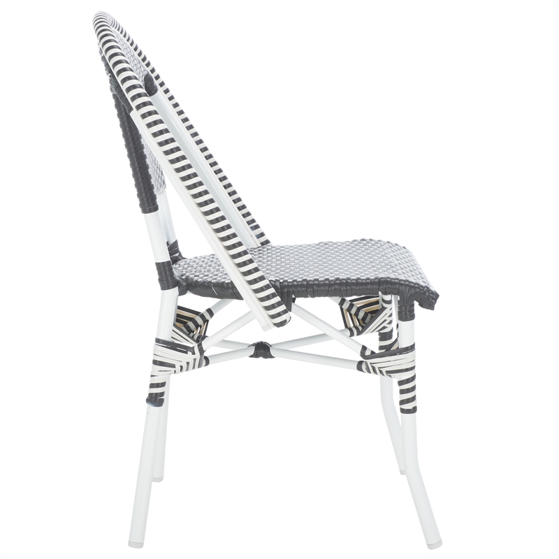 Pemberly Row Aluminum Side Chair Set of 2 with Cushions in Gray / White