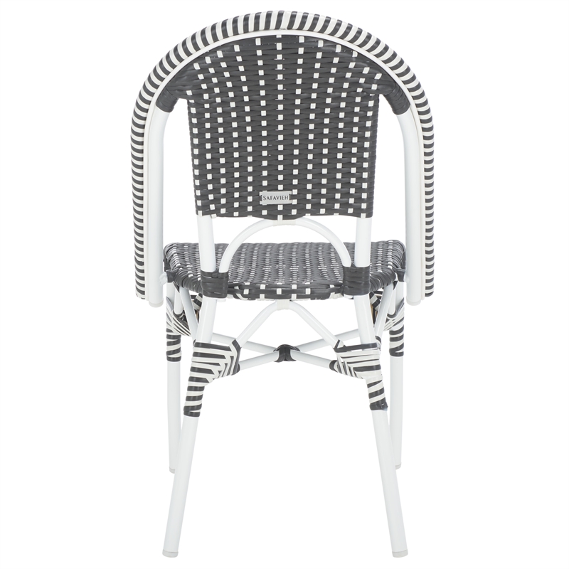 Pemberly Row Aluminum Side Chair Set of 2 with Cushions in Gray / White