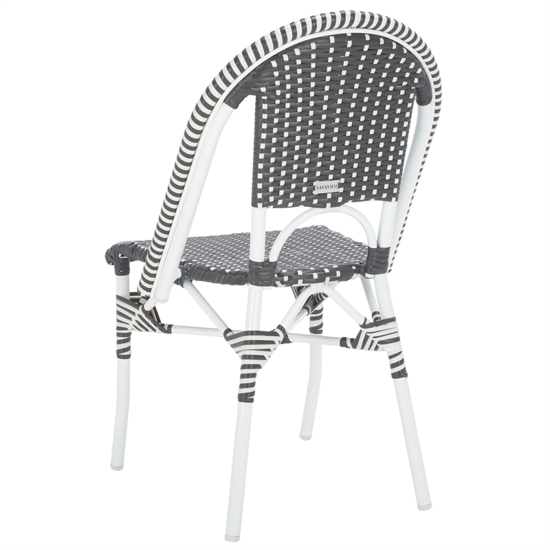 Pemberly Row Aluminum Side Chair Set of 2 with Cushions in Gray / White