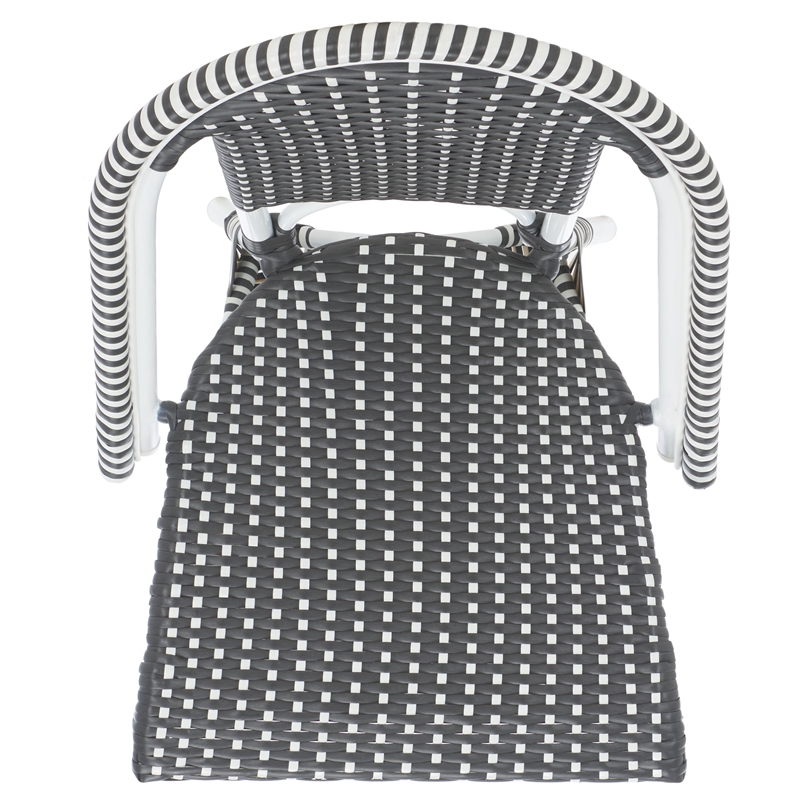 Pemberly Row Aluminum Side Chair Set of 2 with Cushions in Gray / White