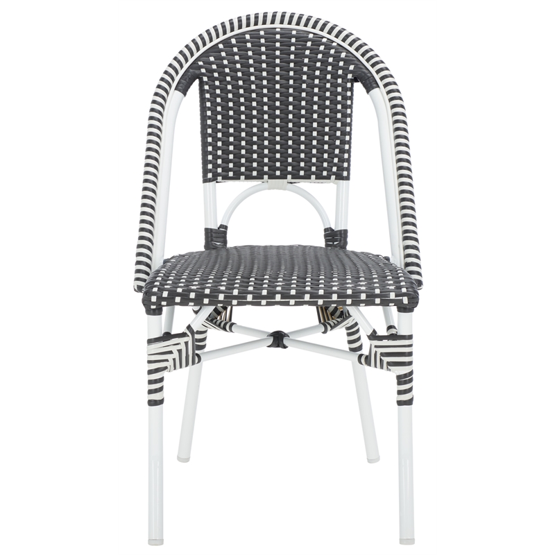 Pemberly Row Aluminum Side Chair Set of 2 with Cushions in Gray / White