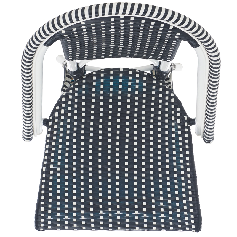 Pemberly Row Aluminum Side Chair Set of 2 with Cushions in Navy / White