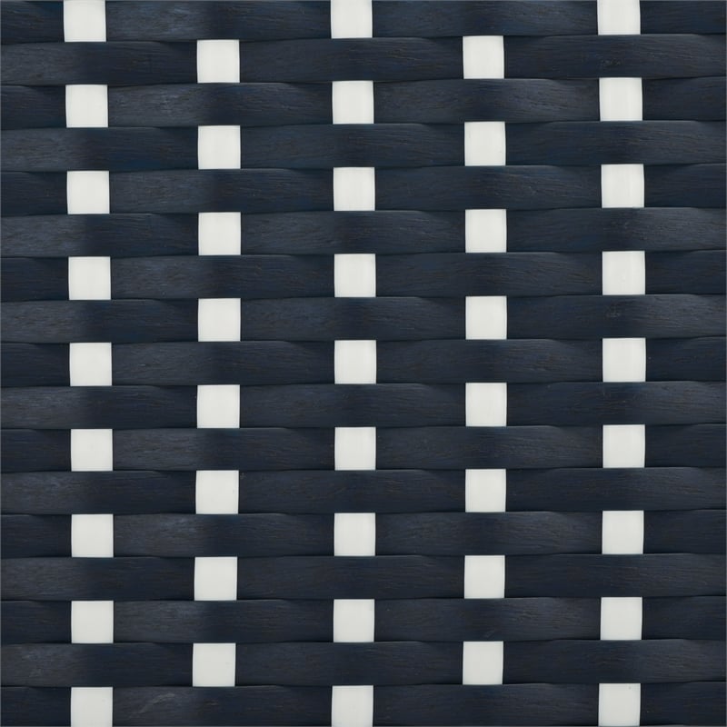 Pemberly Row Aluminum Side Chair Set of 2 with Cushions in Navy / White