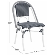 Pemberly Row Aluminum Side Chair Set of 2 with Cushions in Navy / White
