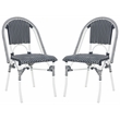 Pemberly Row Aluminum Side Chair Set of 2 with Cushions in Navy / White