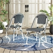Pemberly Row Aluminum Side Chair Set of 2 with Cushions in Navy / White