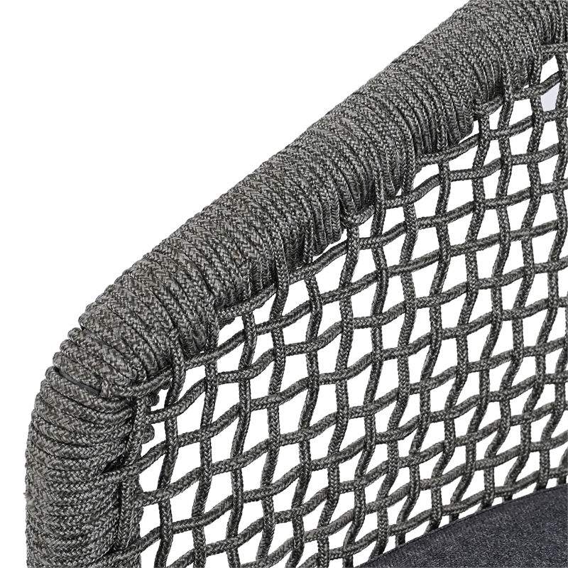 Pemberly Row Acacia Wood and Aluminum Rope Chair Set of 2 in Gray