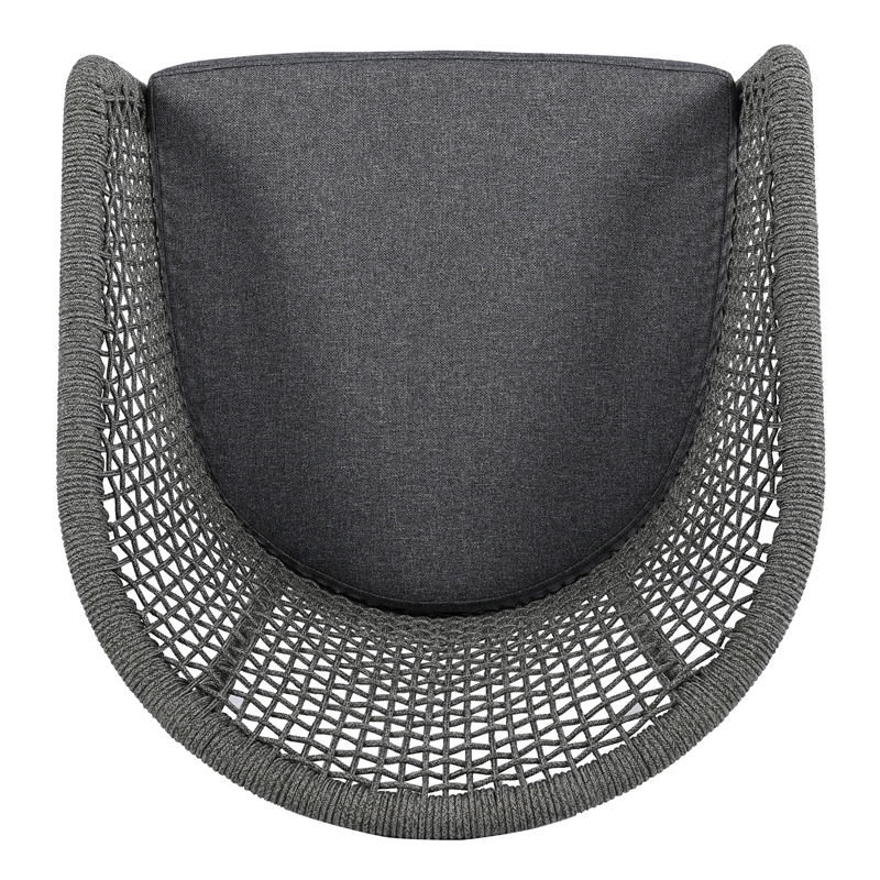 Pemberly Row Acacia Wood and Aluminum Rope Chair Set of 2 in Gray