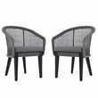 Pemberly Row Acacia Wood and Aluminum Rope Chair Set of 2 in Gray