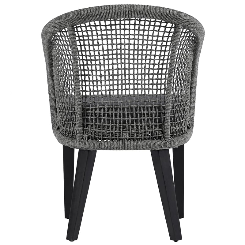 Pemberly Row Acacia Wood and Aluminum Rope Chair Set of 2 in Gray