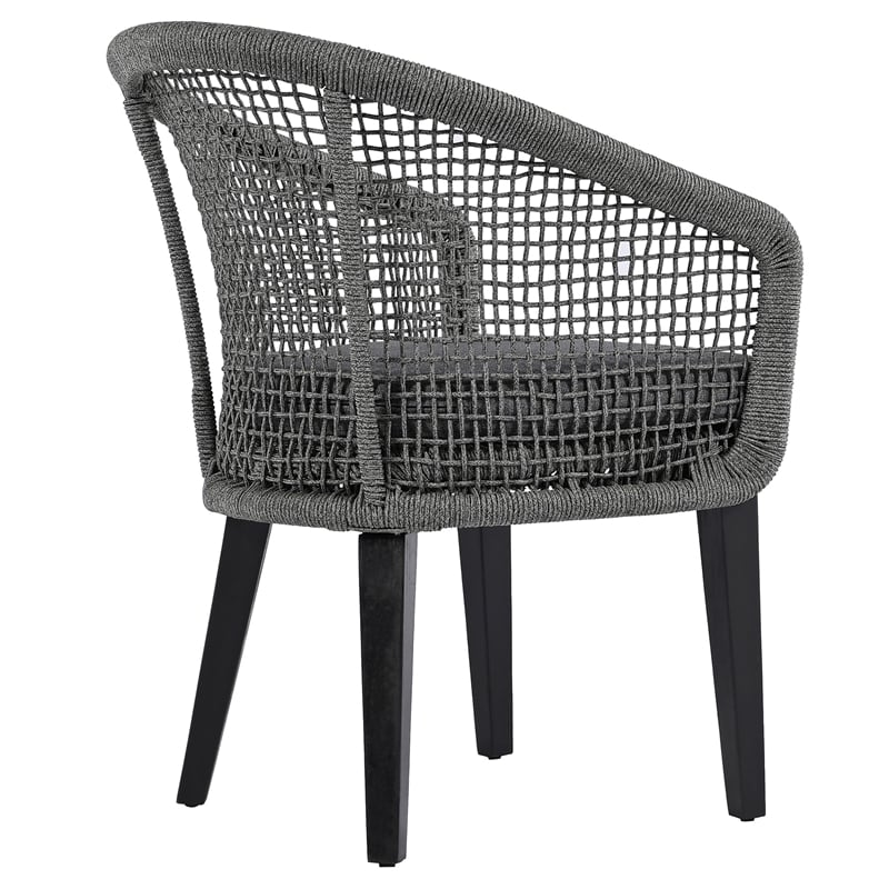 Pemberly Row Acacia Wood and Aluminum Rope Chair Set of 2 in Gray