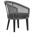 Pemberly Row Acacia Wood and Aluminum Rope Chair Set of 2 in Gray