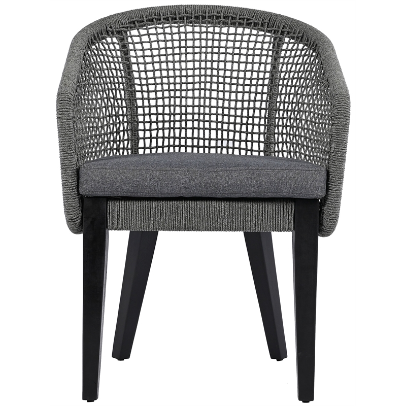 Pemberly Row Acacia Wood and Aluminum Rope Chair Set of 2 in Gray