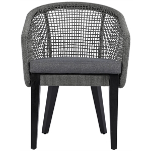 Pemberly Row Acacia Wood and Aluminum Rope Chair Set of 2 in Gray