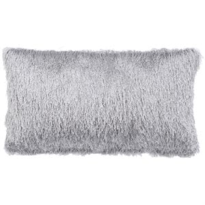 Pemberly Row 14&quot x 24&quot Decorative Throw Pillow in Silver and White