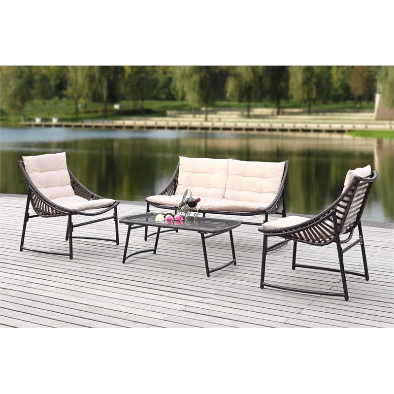 Pemberly Row 4 Piece Outdoor Furniture Set with Coordinated Seating