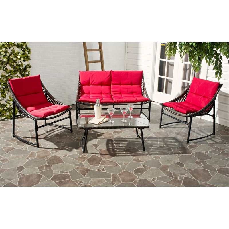 Pemberly Row 4 Piece Outdoor Conversation Set for Patio Entertaining