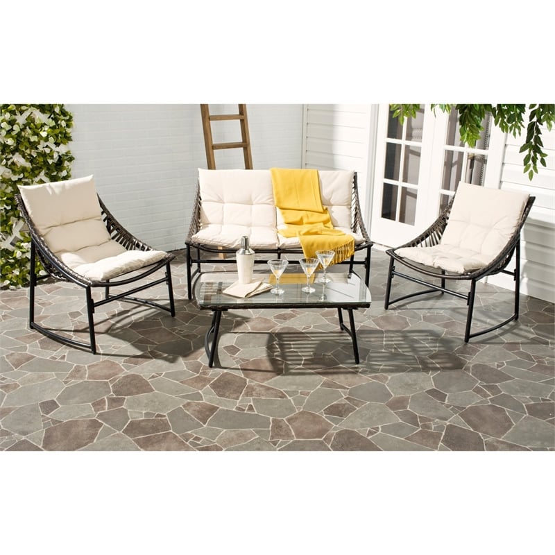 Pemberly Row 4 Piece Outdoor Conversation Set for Patio Entertaining