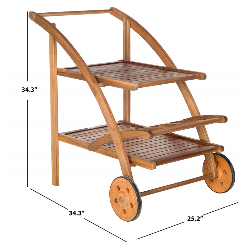Pemberly Row Tea Cart with Rolling Wheels for Indoor/Outdoor Serving