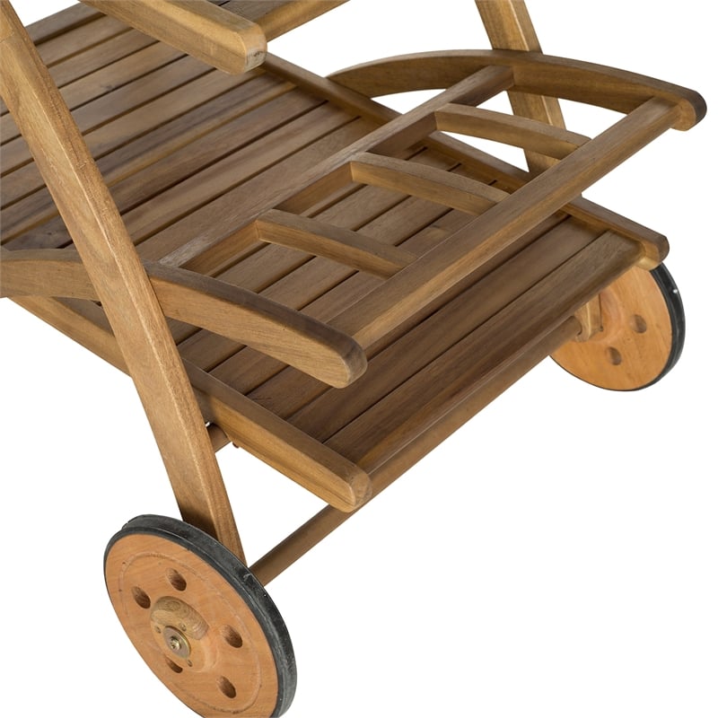 Pemberly Row Tea Cart with Rolling Wheels for Indoor/Outdoor Serving