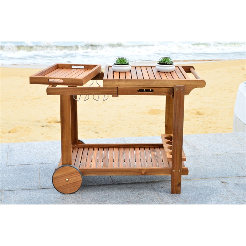 Pemberly Row Tea Trolley with Rolling Convenience for Indoor Serving
