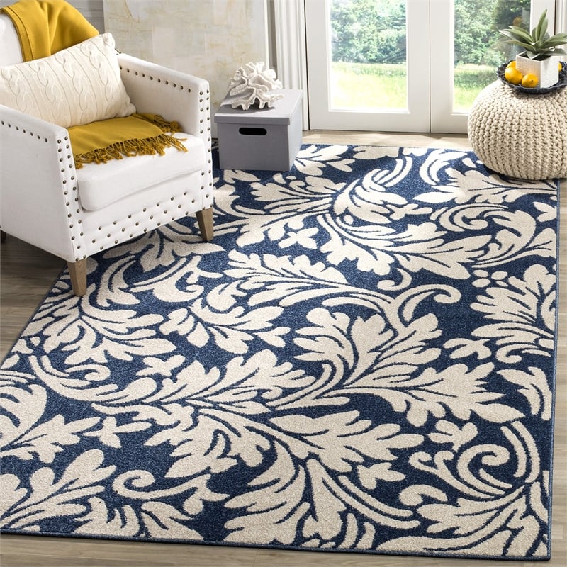 Pemberly Row 6' x 9' Area Rug in Navy/Ivory for Large Room Elegance