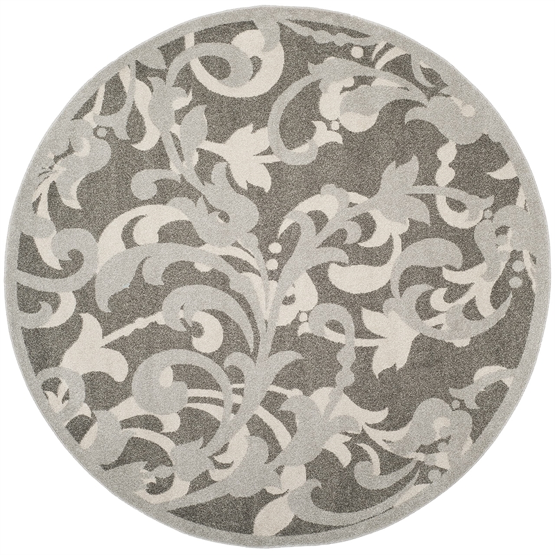Pemberly Row 7' x 7' Round Area Rug in Gray/Light Gray for Any Room