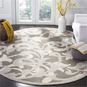 Pemberly Row 7' x 7' Round Area Rug in Gray/Light Gray for Any Room