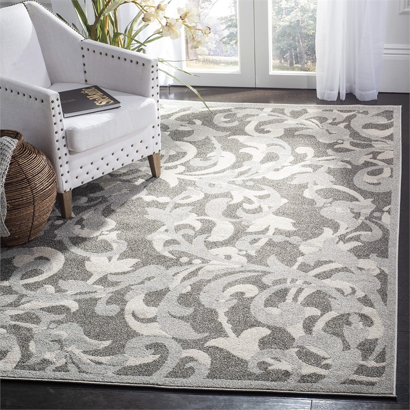 Pemberly Row 7' x 7' Square Area Rug in Gray/Light Gray for Styling