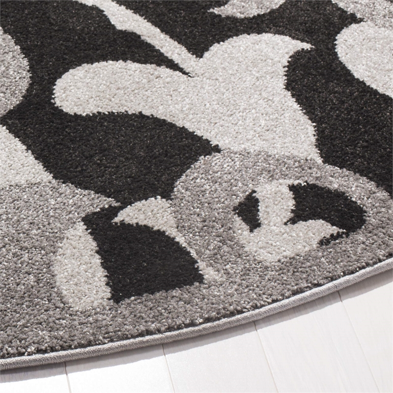 Pemberly Row 7' x 7' Round Area Rug in Anthracite/Light Gray Tones