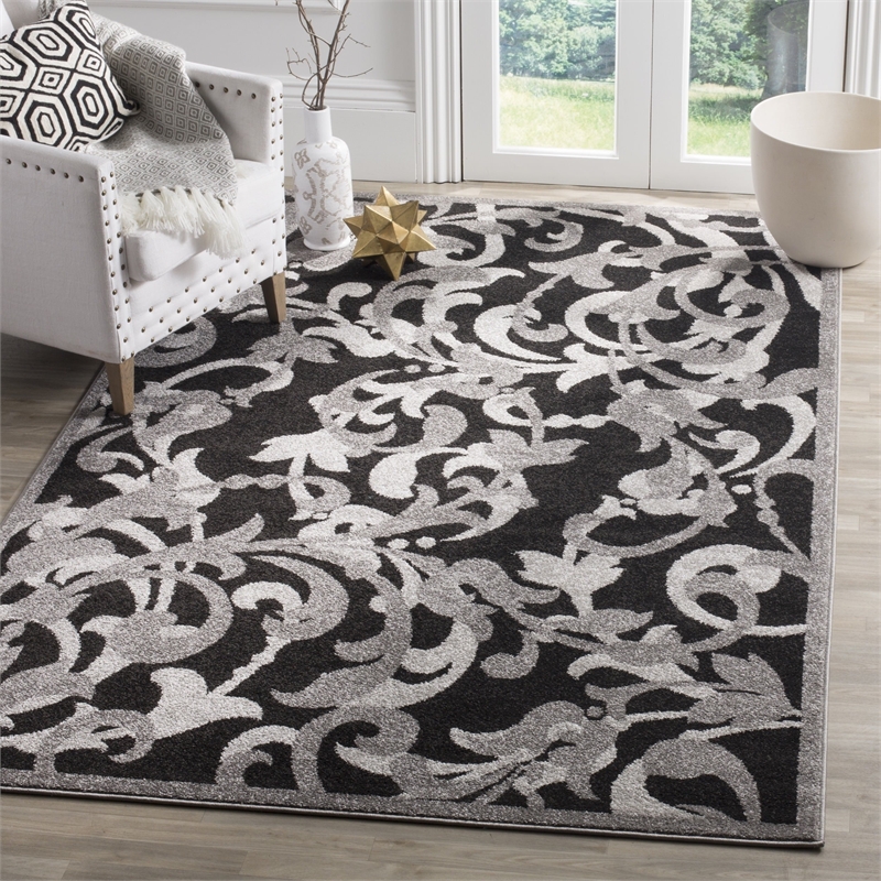 Pemberly Row 8' x 10' Area Rug in Anthracite/Light Gray for Rooms
