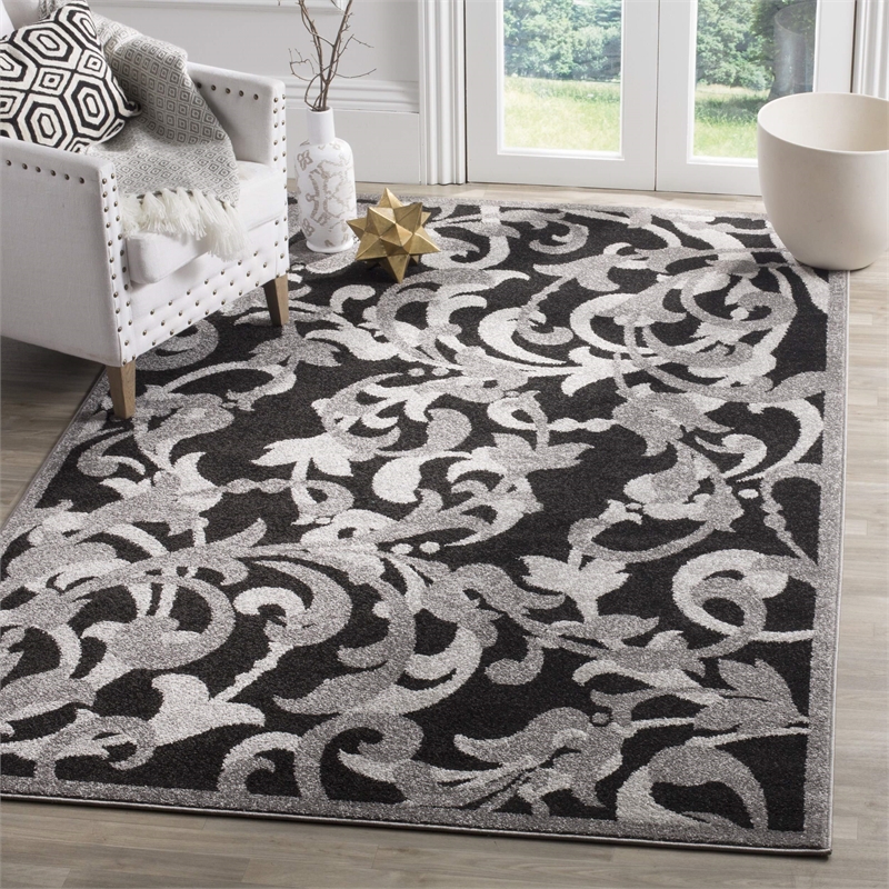 Pemberly Row 8' x 10' Area Rug in Anthracite/Light Gray for Rooms