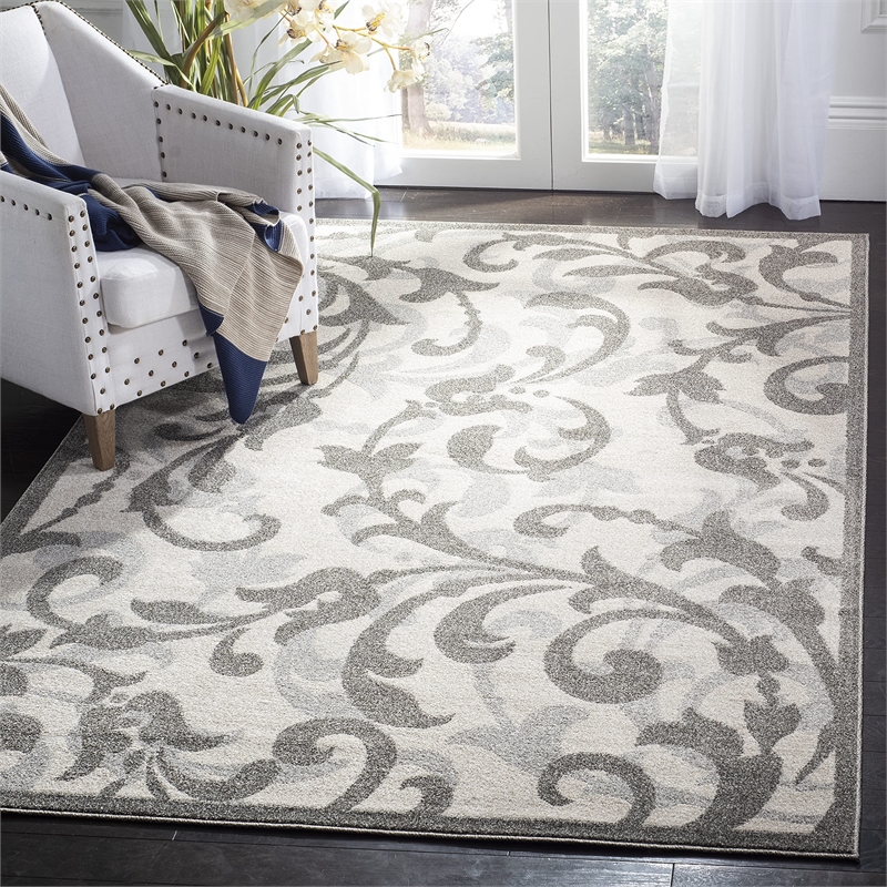 Pemberly Row 6' x 9' Area Rug in Ivory Gray for Living Room or Bedroom