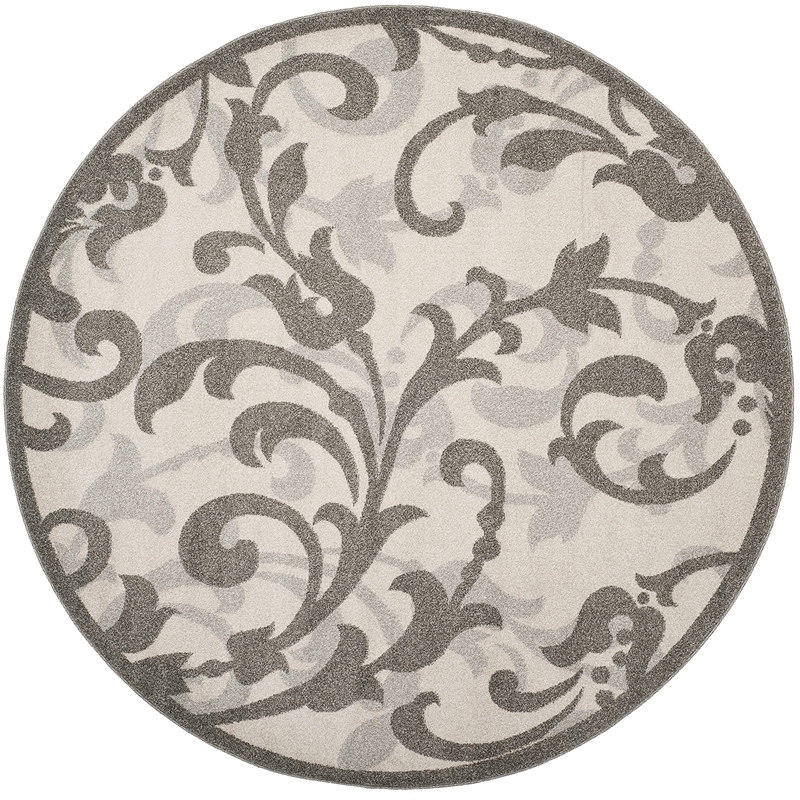 Pemberly Row 7' x 7' Round Area Rug in Ivory Gray for Any Room