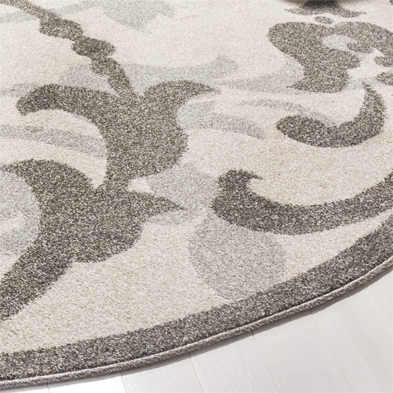 Pemberly Row 7' x 7' Round Area Rug in Ivory Gray for Any Room