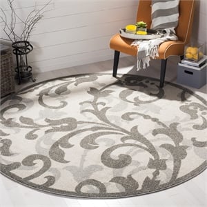 Pemberly Row 7' x 7' Round Area Rug in Ivory Gray for Any Room