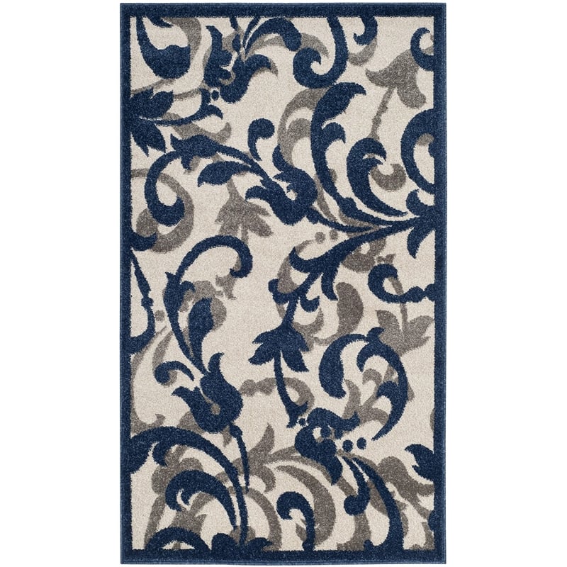 Pemberly Row 3' x 5' Area Rug in Ivory Navy for Living Room or Bedroom