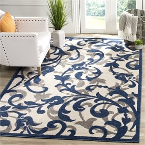 Pemberly Row 4' x 6' Area Rug in Ivory Navy for Living Room or Bedroom