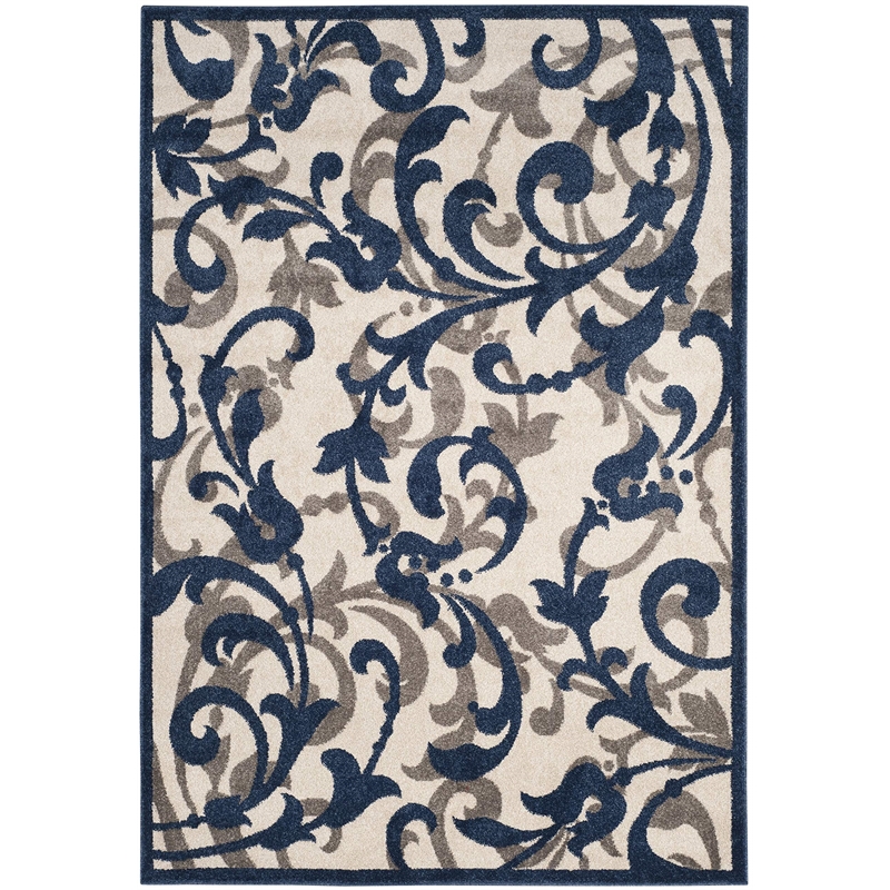 Pemberly Row 5' x 8' Area Rug in Ivory Navy for Living Room or Bedroom