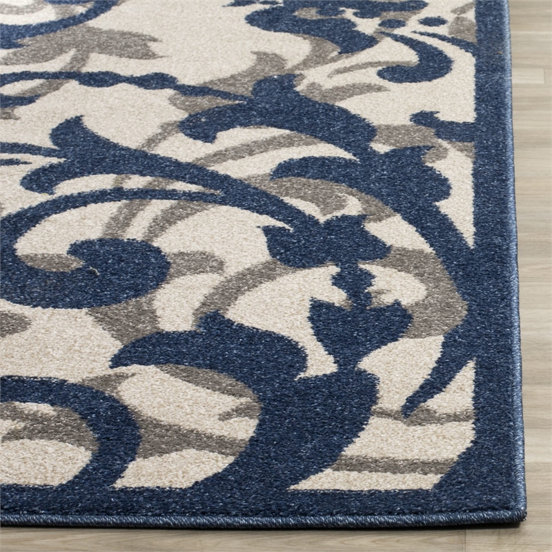 Pemberly Row 5' x 8' Area Rug in Ivory Navy for Living Room or Bedroom