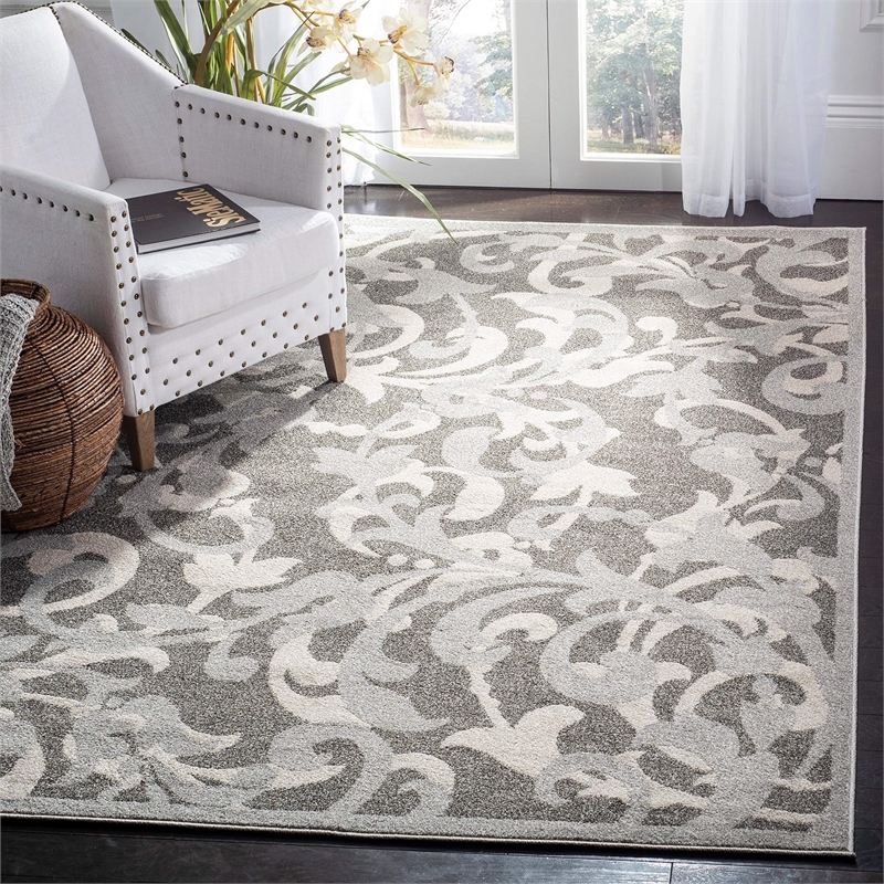 Pemberly Row 8' x 10' Area Rug in Ivory Navy for Living or Dining Room