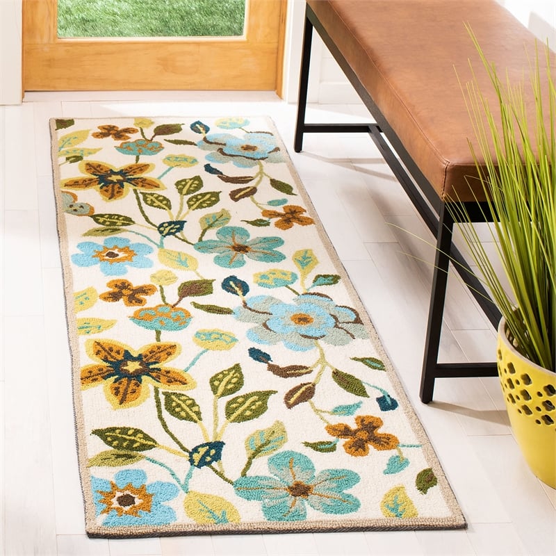 Pemberly Row 2' x 6' Runner Rug in Ivory Multi for Hallways or Entries