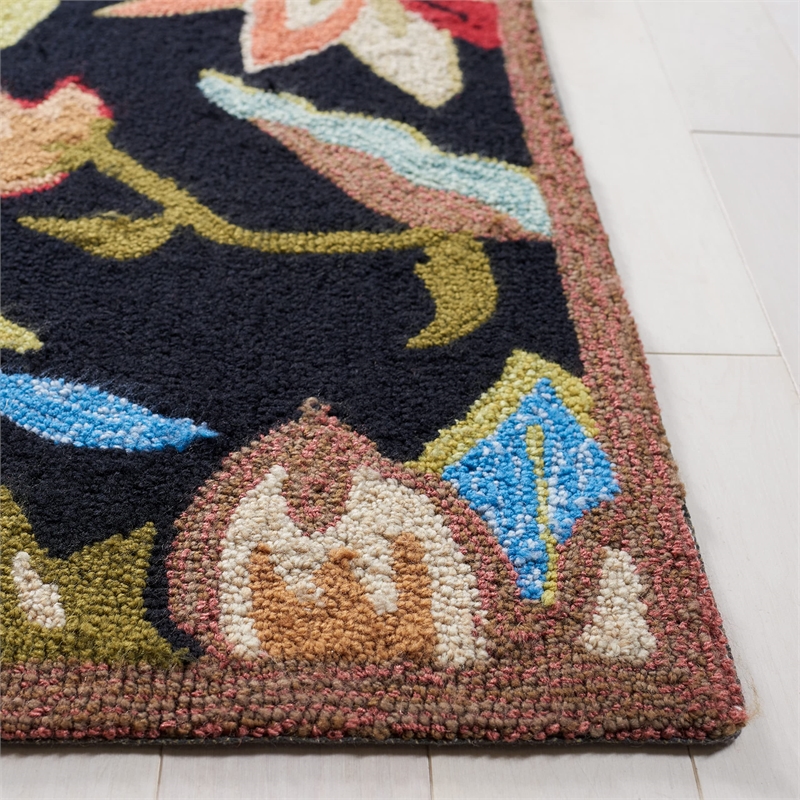 Pemberly Row 2' x 6' Runner Rug in Black Purple for Hallways or Entries
