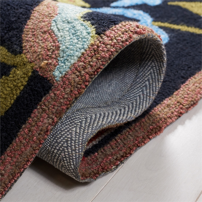 Pemberly Row 2' x 6' Runner Rug in Black Purple for Hallways or Entries