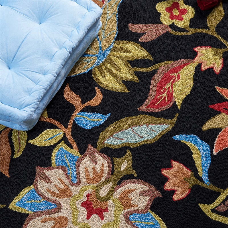 Pemberly Row 2' x 6' Runner Rug in Black Purple for Hallways or Entries