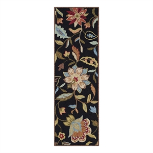 Pemberly Row 2' x 6' Runner Rug in Black Purple for Hallways or Entries